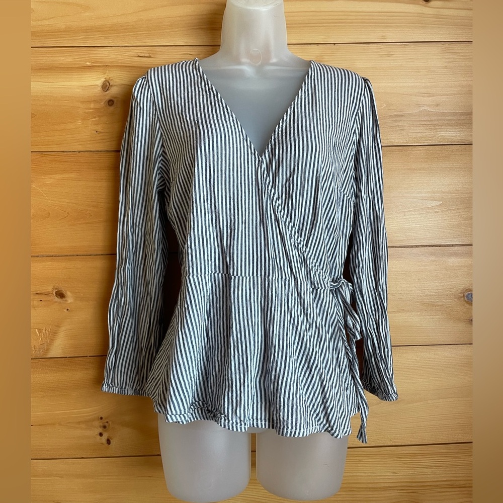 Old Navy striped peplum wrap top
